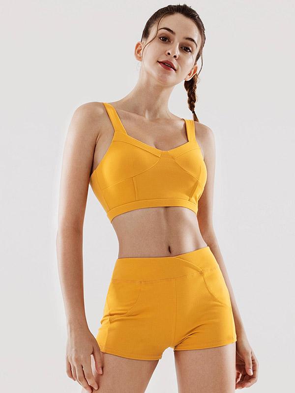 Solid Quick Dry Sports Tanks Shorts Yoga Suits