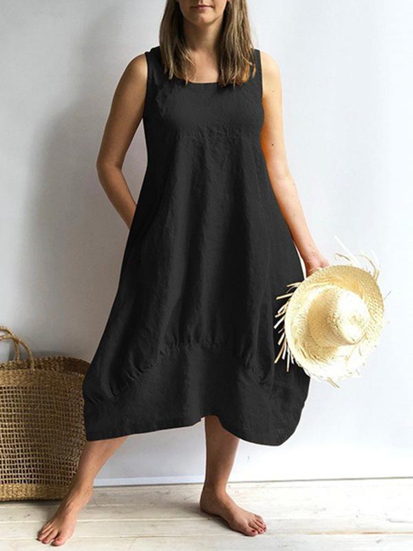 Simple Sleeveless Solid Maxi Dresses