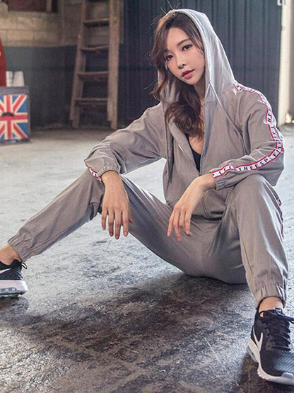 Letter Printed Zipper Sports Hoodies