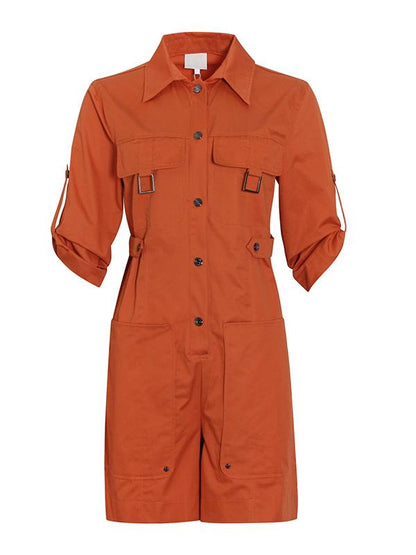Casual Loose Solid Color Pockets Rompers