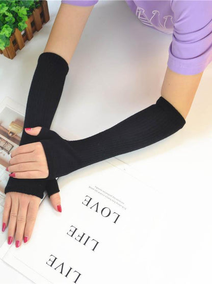 Knitted Half Finger Long Gloves Accessories