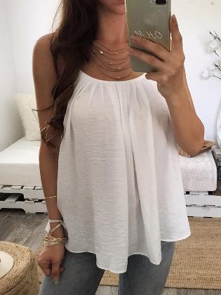 Sexy Loose Spaghetti-neck Solid Vest Top