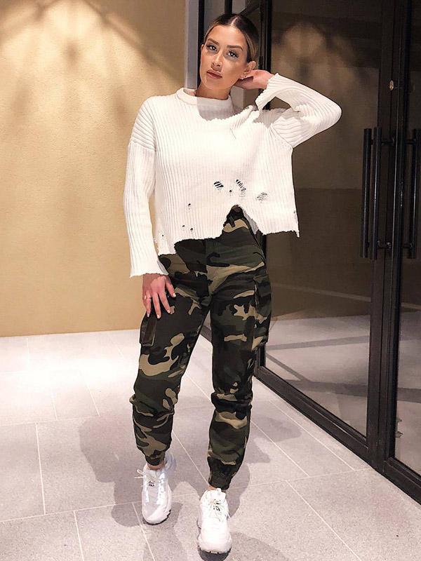 Plus Size Camouflage Printed Track Pants
