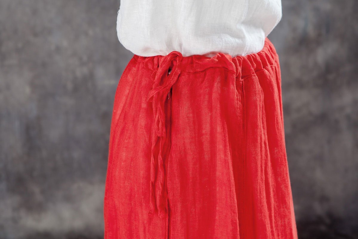 Casual Women Drawstring Ankle Length Lining Skirts