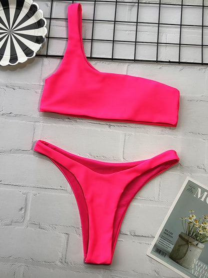 One Shoulder Bandeau Bikini Swimsuit