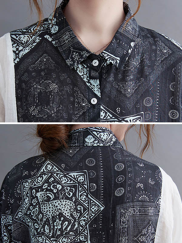 Original Asymmetric Split-Joint Short Sleeves Lapel Blouse Tops