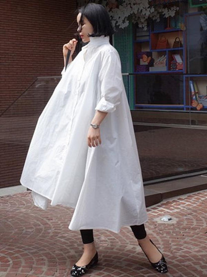 Casual Cropped Long Shirt Dress
