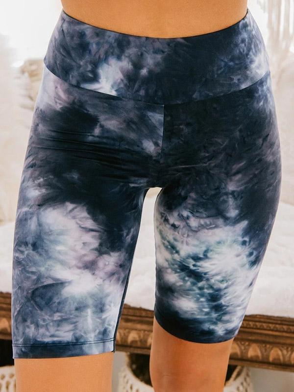 Tie-Dyed Wrap High-Waisted Sports Shorts