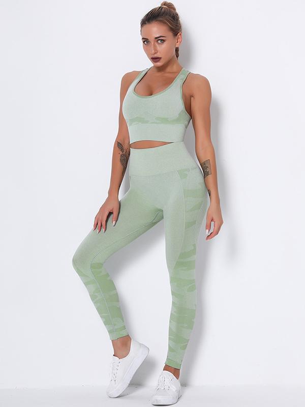 Camouflage Wrap High-Waisted High Elasticity  Yoga Suits