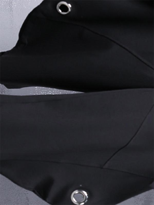 Black Loose Hollow High-waist Casual Pants