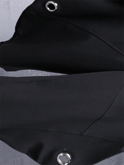 Black Loose Hollow High-waist Casual Pants