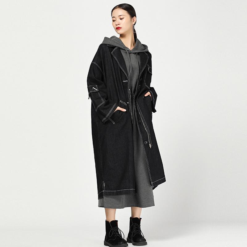 Fashion Autumn Vintage Solid Long Sleeve Denim Coat