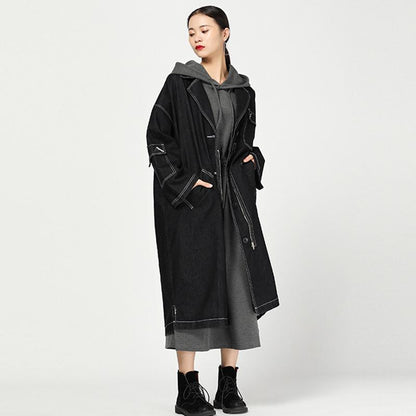 Fashion Autumn Vintage Solid Long Sleeve Denim Coat