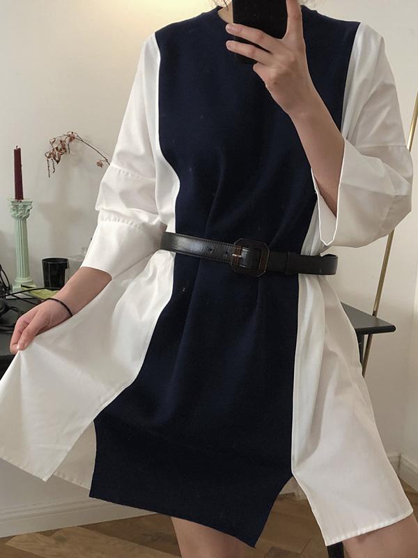 Loose Simple Split-joint Mini Dresses