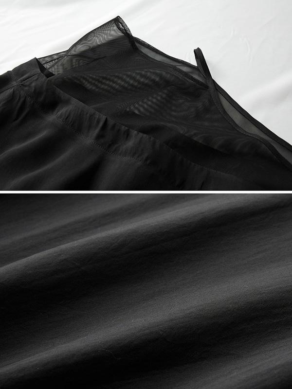 Urban Black Split-joint See-through Long Dress