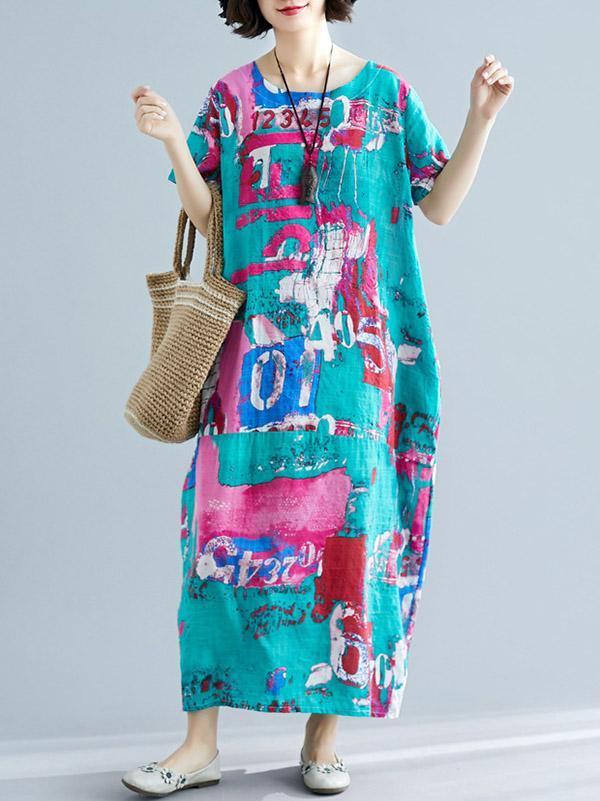 Original Printed Round-Neck Dress