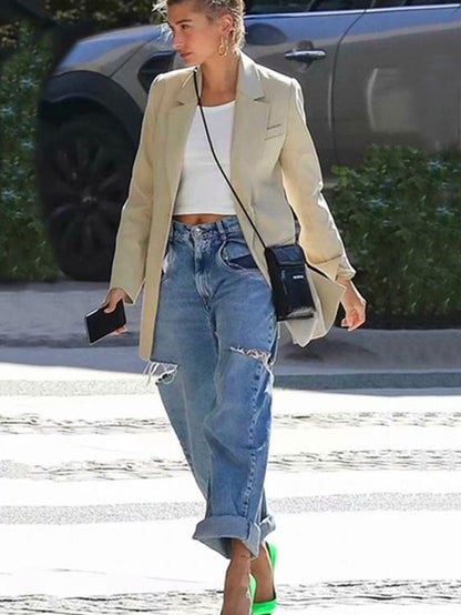 Empire Wide Leg Ripped Jeans
