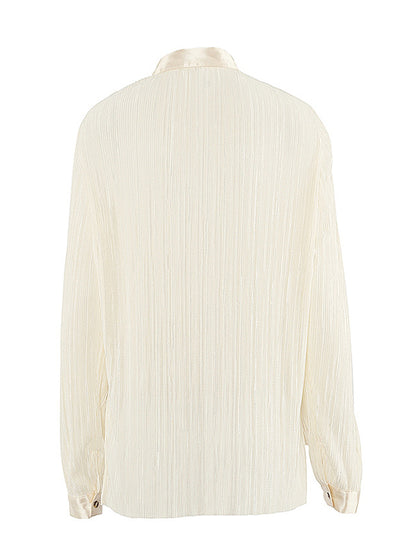 Urban Solid Color Long Sleeve Lapel Blouse Tops