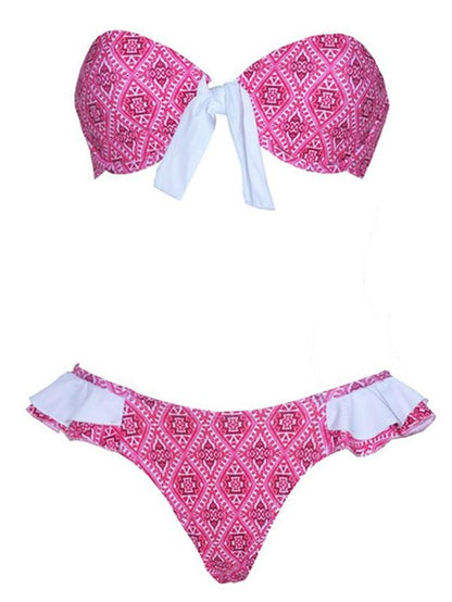 Knot Dull Bandeau Bikinis Swimwear