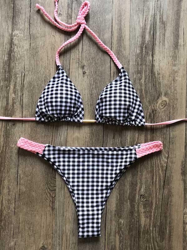 Printed Triangles Triangles Split Bikini Swimsuit