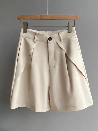 Original Solid Color High-Waisted Wide-Leg Column Shorts