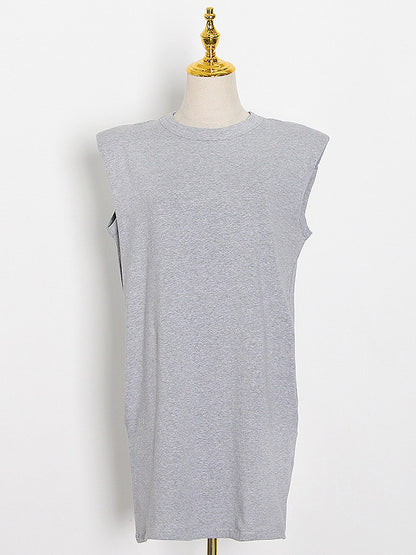 Original Solid Color Round-Neck Cap Sleeve Mini Dress