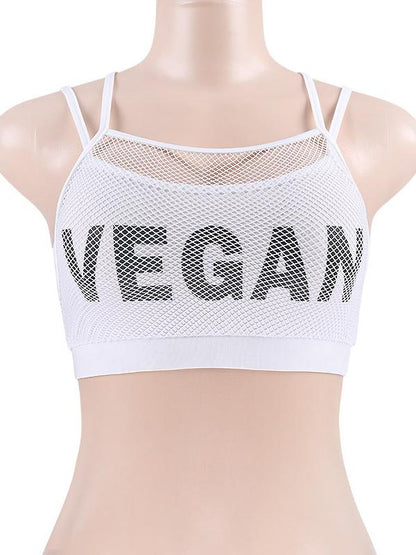 Mesh Letter Printed Sports Bra