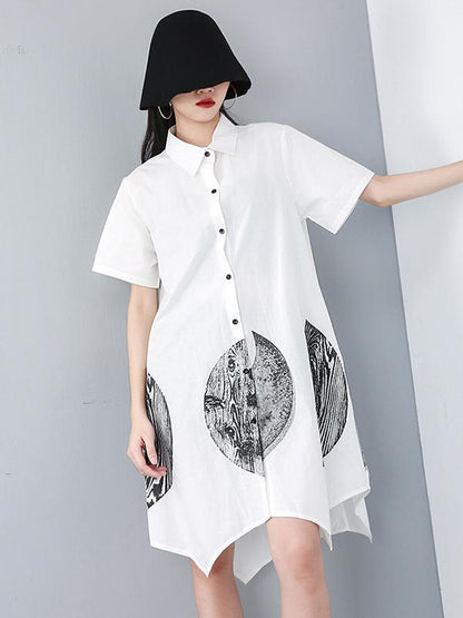 Ink Printed Cropped Shirt Dress