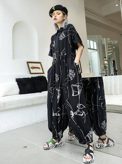 Hip-hop Light Printed Jumpsuit