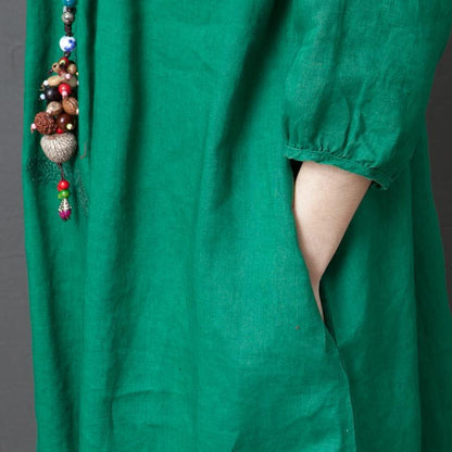 Casual Womens Vintage Linen Half Sleeve Dress