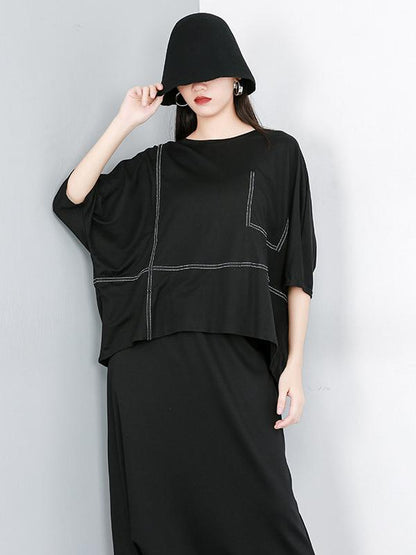 Batwing Sleeves Asymmetric Shirt