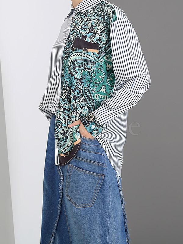 New Striped Split-joint Shirt