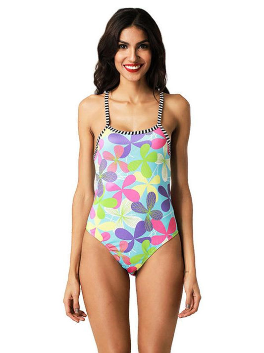 Hollow Back Floral One Piece Swimsuit