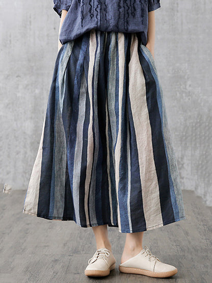 Original Linen Stripe Empire A-Line Skirt