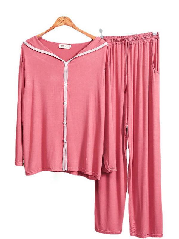 Modal V-Neck Long Sleeve&Pants Pajama Sets
