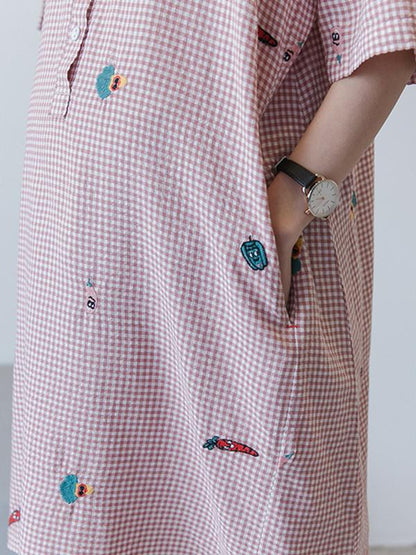 Maternity Printed Stand Collar Short Sleeves Midi Dress