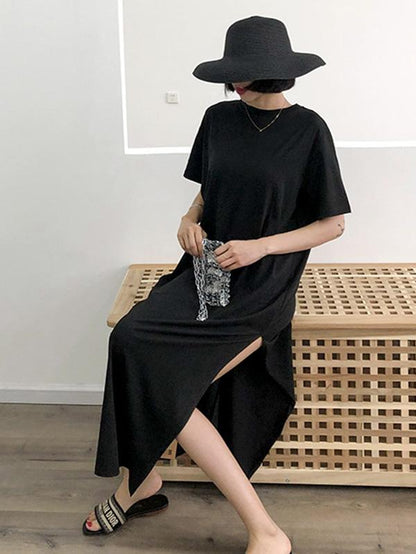 Loose Black Split-side Long Dress