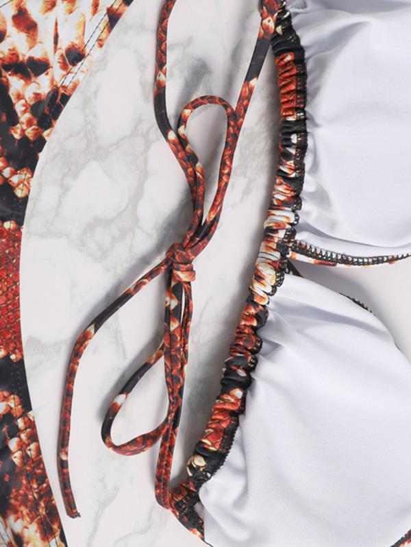 Snakeskini Lace Up Bikini Swimsuit