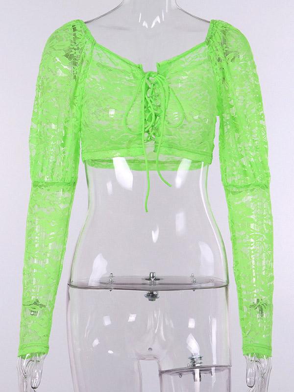 See-through Lace Cropped Shirts