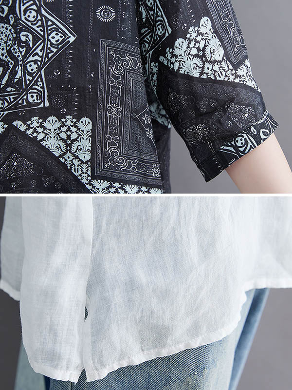 Original Asymmetric Split-Joint Short Sleeves Lapel Blouse Tops