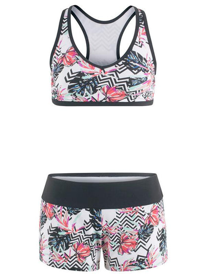 Sexy Split Print Bikini Swimsuit
