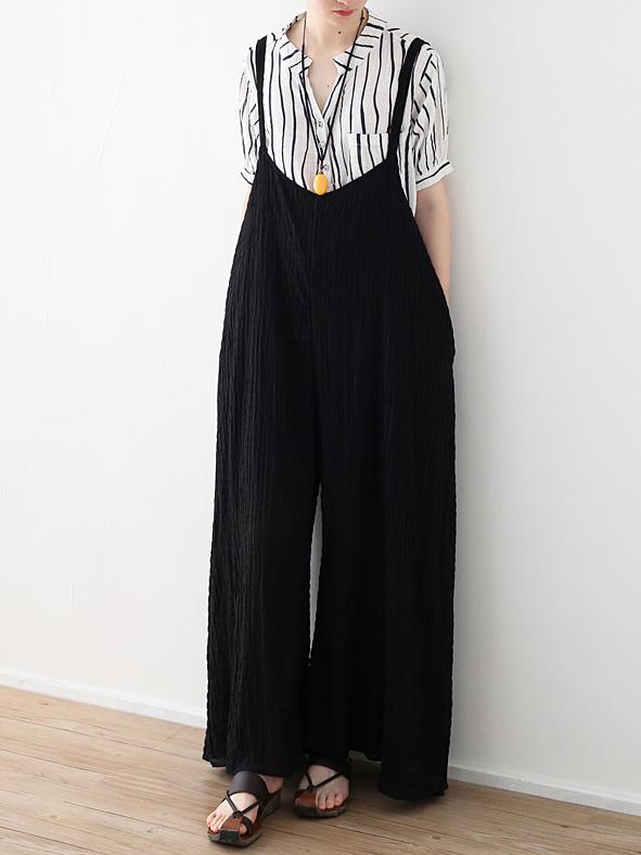 Loose Black Wide Leg Jumpsuits