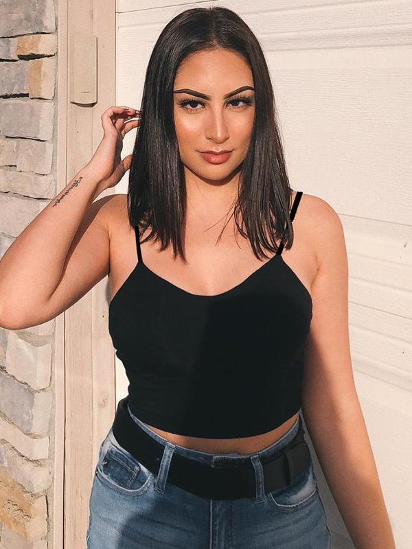 Sexy Wrap Solid Spaghetti-Neck Vest Top
