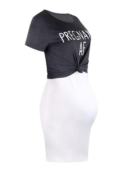 Maternity Spaghetti-neck Mini Dress& Short Sleeve T-shirt Suit