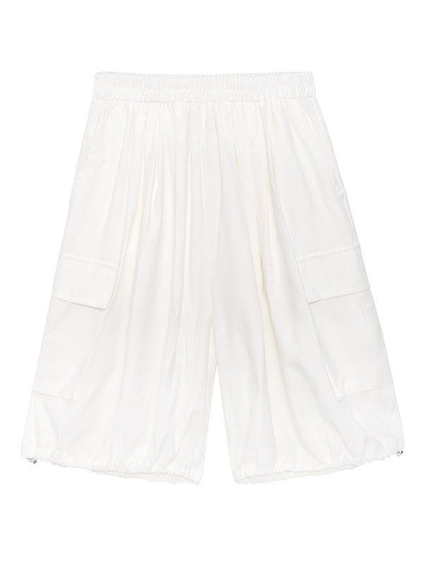 Stylish Loose Elastics High Waisted With Pocket Short Knickerbockers