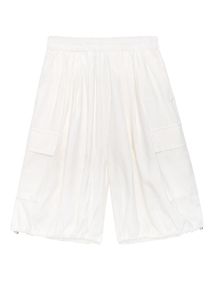 Stylish Loose Elastics High Waisted With Pocket Short Knickerbockers
