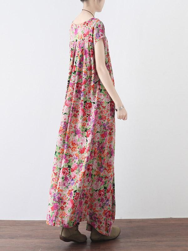 Original Floral Round-Neck Dress