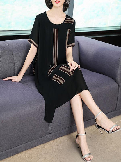 Chiffon Loose Split-joint Striped Dress