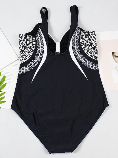 Retro Printed One-piece Swimwear