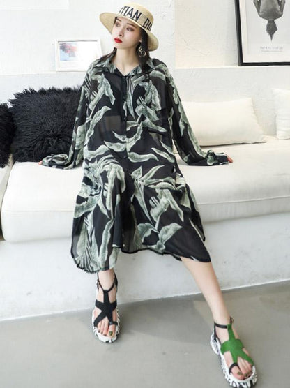 Chiffon Light Sun-protection High-low Asymmetric Blouse Dress
